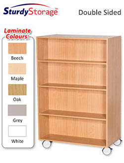 Sturdy Storage 1500mm High Mobile Double Sided Bookcase