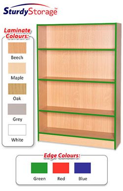 Sturdy Storage Bookcase with Coloured Edge - 1500mm High