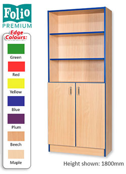 Folio Premium Library Bookcase Cupboard with Flat Top - 5 Heights