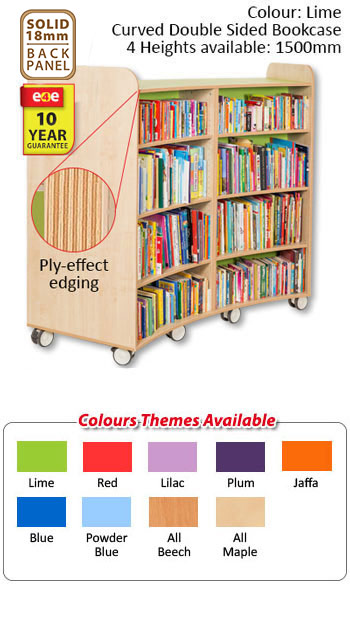 KubbyClass Curved Double Sided Library Bookcase - 4 Heights Available