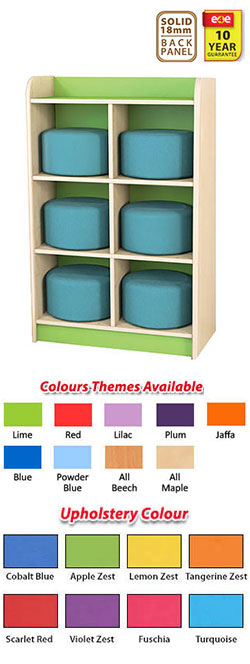 KubbyClass Twin Storage Cubes - 6 Space with 6 Pod Seats Unit