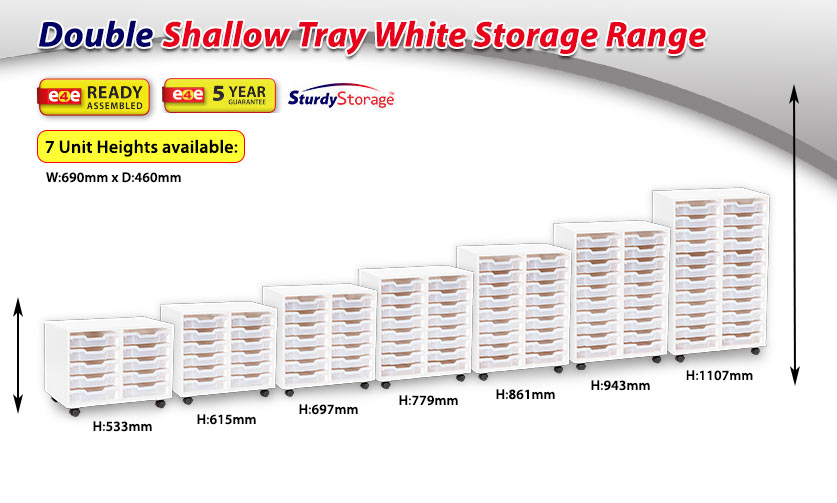 Double Shallow Tray White Storage Range
