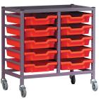 Gratnells Science Range - Complete !!<<span style='color: #ff0000;'>>!!Under Bench Height!!<</span>>!! Double Column Grey Frame Trolley With 10 Shallow Trays Set - 735mm - view 1