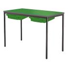 Contract Classroom Tables - Spiral Stacking Rectangular Table with Spray Polyurethane Edge - With 2 Shallow Trays and Tray Runners - view 1