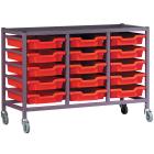 Gratnells Science Range - Complete !!<<span style='color: #ff0000;'>>!!Under Bench Height!!<</span>>!! Treble Column Trolley With 15 Shallow Trays Set - 735mm - view 1
