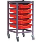 Gratnells Science Range - Complete !!<<span style='color: #ff0000;'>>!!Under Bench Height!!<</span>>!! Single Column Grey Frame Trolley With 5 Shallow Trays Set - 735mm - view 1