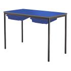 Contract Classroom Tables - Spiral Stacking Rectangular Table with Spray Polyurethane Edge - With 2 Shallow Trays and Tray Runners - view 2