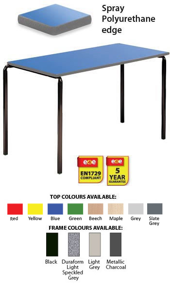 Contract Classroom Tables - Slide Stacking Rectangular Table with Spray Polyurethane Edge