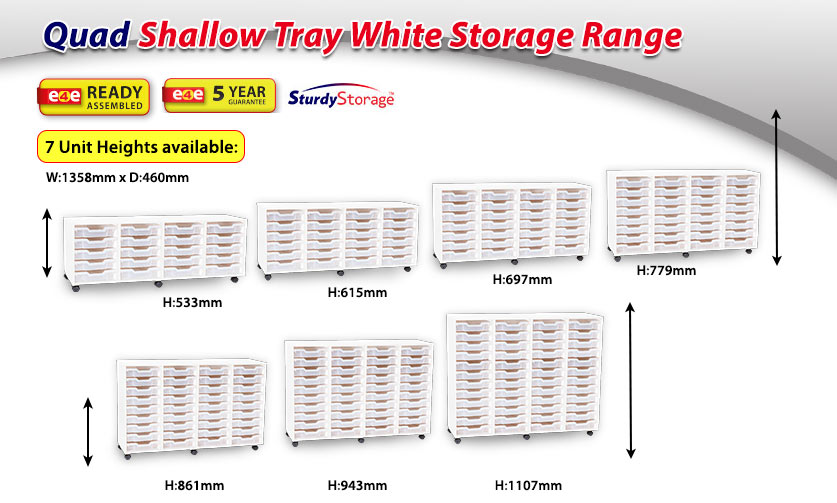 Quad Shallow Tray White Storage Range