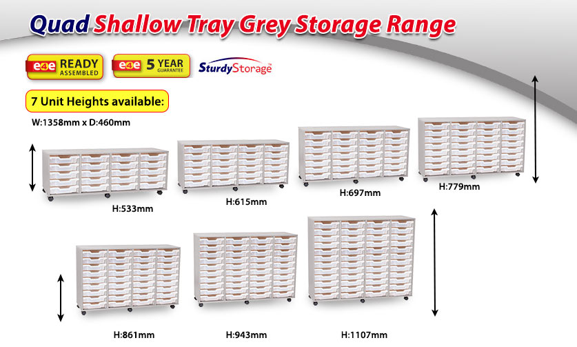 Quad Shallow Tray Grey Storage Range