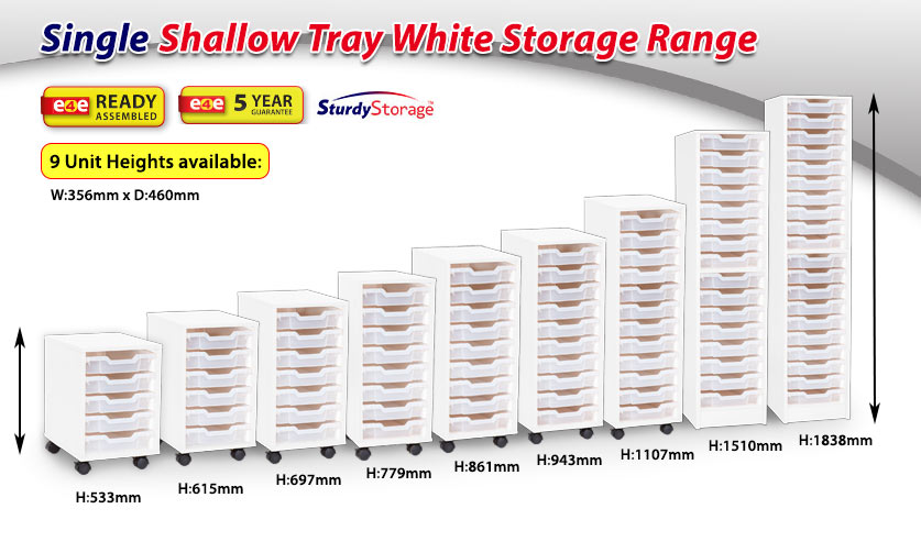 Single Shallow Tray White Storage Range