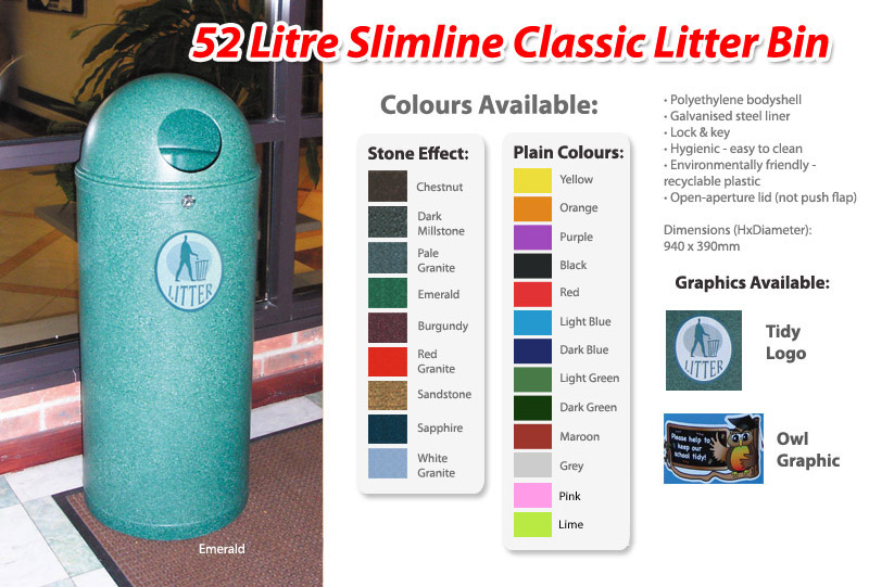 52 Litre Slimline Classic Litter Bin