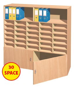 Fully Assembled 30 Space Combi Unit with Cupboard and Shelves